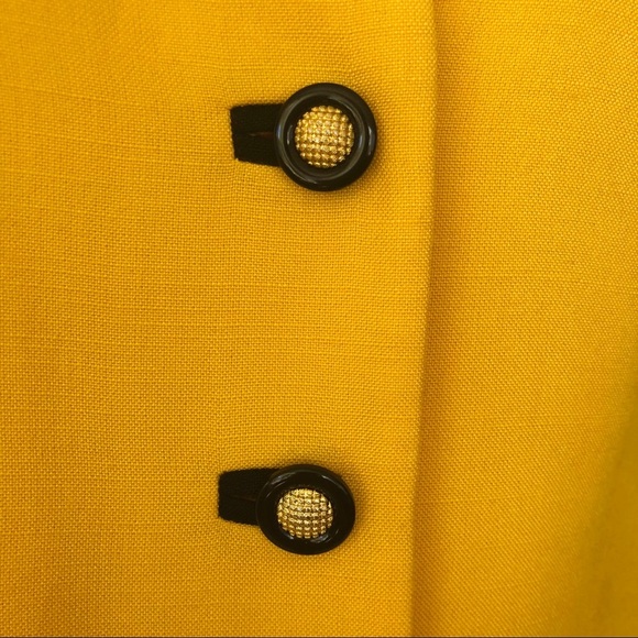 VINTAGE JACQUELINE FERRAR BRIGHT YELLOW 3-BUTTON BLAZER 6 - Picture 4 of 6
